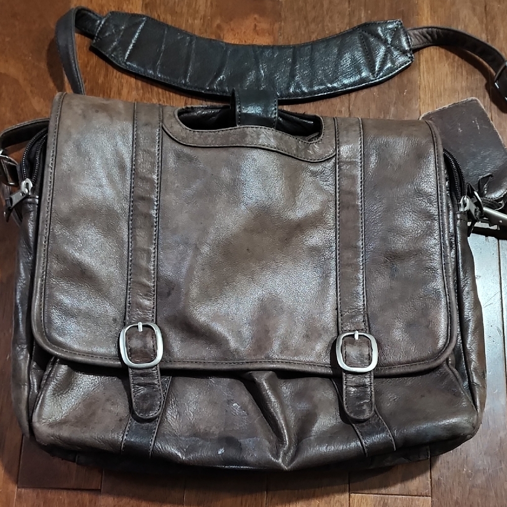 Vintage Leather Messenger Bag for Men
